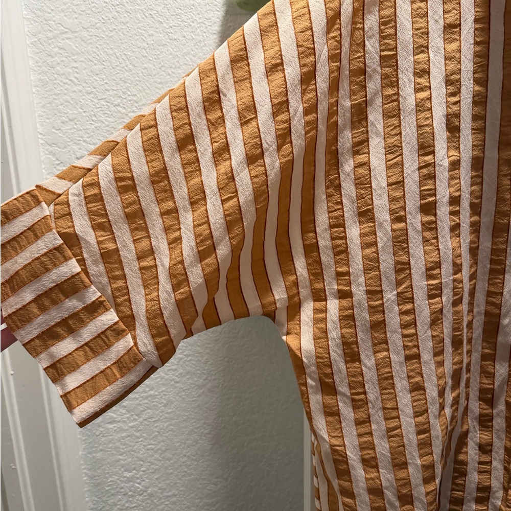 Glam Orange and White Striped Shirt - Picture 4 of 6